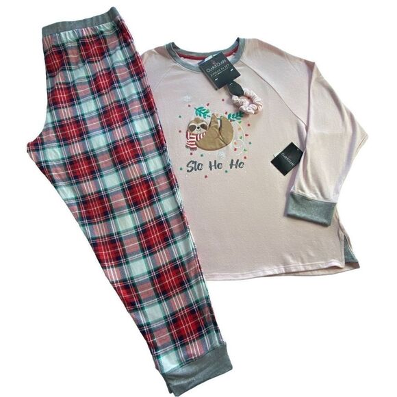 Cuddl Duds Women’s 2X 3-pc. Knit Long Sleeve Pajama Top, Banded Bottom Pajama Pa - Picture 1 of 6